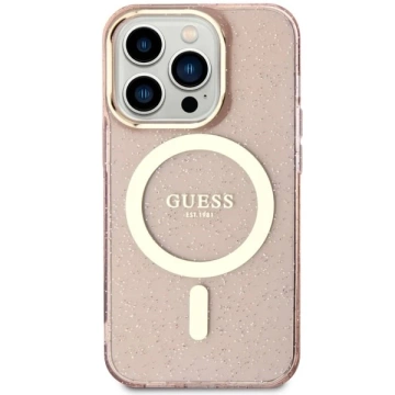 Чохол для телефону Guess GUHMP14LHCMCGP для Apple iPhone 14 Pro 6.1" pink/pink hardcase Glitter Gold MagSafe