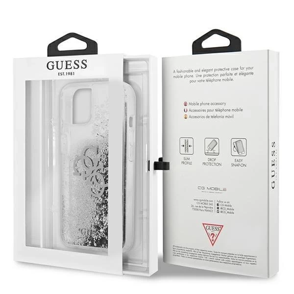 Guess GUHCP13SLG4GSI iPhone 13 mini 5,4" srebrný/strieborný pevný obal 4G Big Liquid Glitter