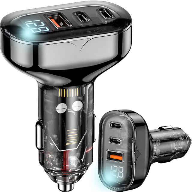 Car charger 2x USB-C C PD 36W USB QC 3.0 LED fast for the phone, powerful 72W Alogy black Case