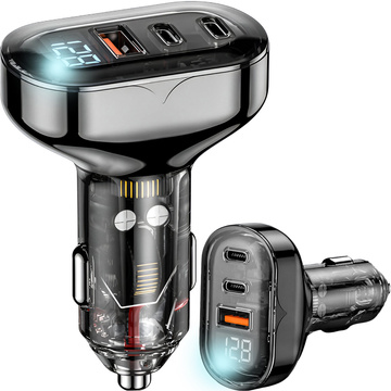 Car charger 2x USB-C C PD 36W USB QC 3.0 LED fast for the phone, powerful 72W Alogy black Case
