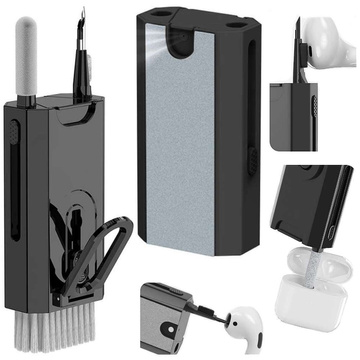 Багатофункціональний очищувач Alogy Cleaner Set 8in1 headphone keyboard screen cleaning kit for phones, laptop, computer Black