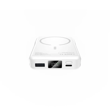 Magnetická power banka s káblom PB31 Lifemag Magsafe Power Bank 10000 mAh (Type C Lightning) Biela