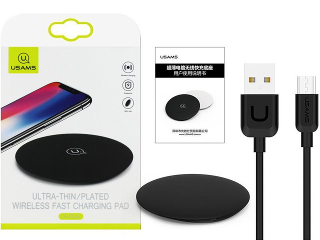 Індукційний зарядний пристрій USAMS 10W US-CD24 iPhone 8 X MFI чорний