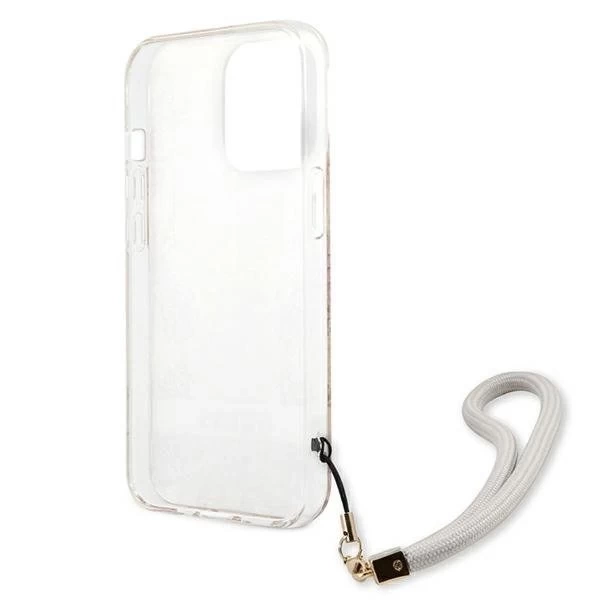 Guess GUHCP13LHFLSD iPhone 13 Pro / 13 6,1" złoty/zlatý pevný obal Flower Strap