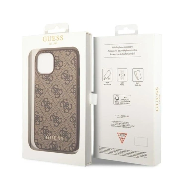 Etui Guess GUHCP15MG4GFBR na iPhone 15 Plus 6,7" pevný obal 4G kovové zlaté logo brązowy/hnědé