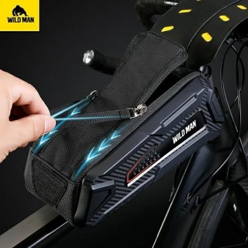 Wildman M90 Fahrradtasche Rahmentasche mit Telefonfenster Schwarz