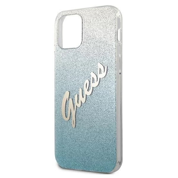 Guess GUHCP12SPCUGLSBL iPhone 12 mini 5,4" niebieski/синій твердий чохол Glitter Gradient Script