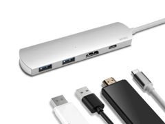WiWU T3 4v1 USB-C hub adaptér - 2x USB HDMI 4K Type C stříbrný