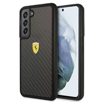 Pouzdro na telefon Ferrari Hardcase pro Samsung Galaxy S22 černé/černé pouzdro On Track Real Carbon