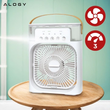 Кондиціонер Alogy DeskBreeze™ 3-в-1 з вентилятором, невеликим підлоговим циркуляційним насосом із зволожувачем повітря, таймером та світлодіодним підсвічуванням, USB-C
