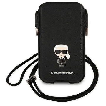 "Karl Lagerfeld Handbag KLHCP12MOPHKMK 6.1\" black/black hardcase Saffiano Ikonik Karl`s"