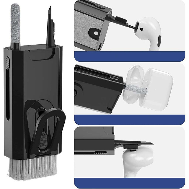 Multifunctional cleaner Alogy Cleaner Set 8in1 headphone keyboard screen cleaning kit for phones, laptops, computers Black