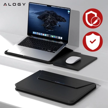 Alogy FlexCase Pro Multifunctional Folding Laptop Bag with Stand and Mouse Pad for Macbook 13/14" Black