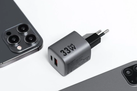 Nabíječka FORCELL F-ENERGY GaN Typ C USB A PD QC4.0 3A 33W šedá