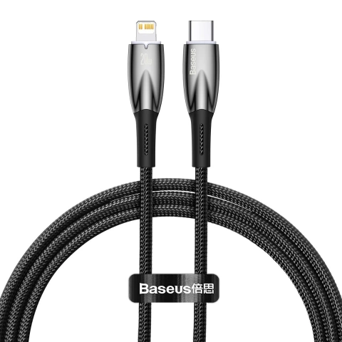 Baseus Glimmer Series rýchlonabíjací kábel USB-C - Lightning 480Mb/s PD 20W 1m čierny