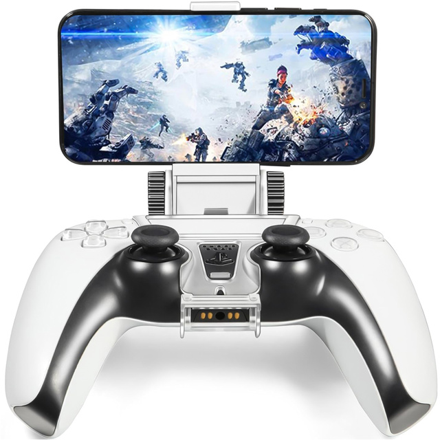 Phone holder for Gamepad for Sony PlayStation 5 PS5 DualSense Clip mount White