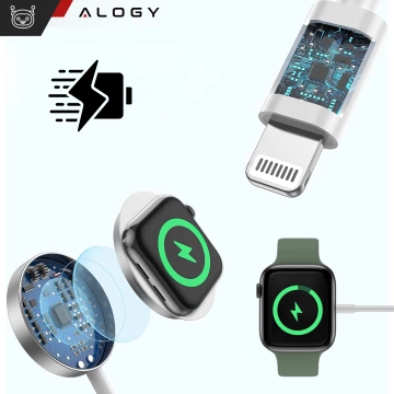 2in1 Magnetic Inductive Charger Cable for Apple Watch, iPhone 1M Lightning USB-C Alogy White