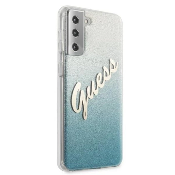 Guess GUHCS21MPCUGLSBL S21 G996 niebieski/modré pevné puzdro Glitter Gradient Script