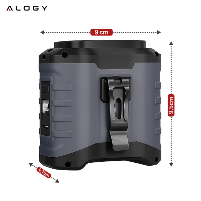 Fan with belt clip, 4000 mAh battery, 5 speed levels, 8-40 hours runtime, USB charging, for use on construction sites, outdoors, hiking, for summer work, power bank