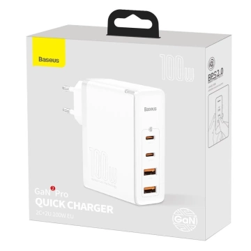 Baseus GaN2 Pro rychlá nabíječka 100W USB / USB Type C Quick Charge 4 Power Delivery bílá (CCGAN2P-L02)