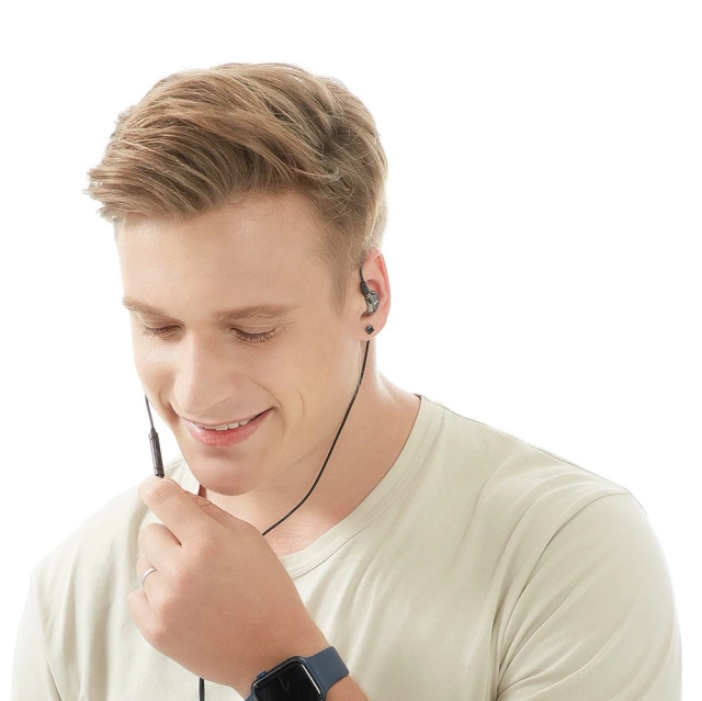 Remax wired metal in-ear headphones with lightning volume control 1.2m black (RM-655is)