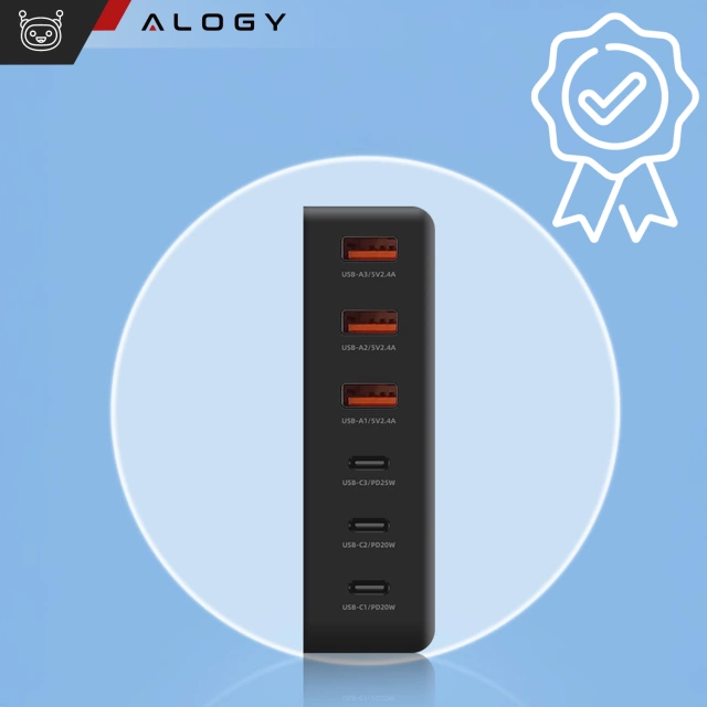 Розгалужувач HUB Alogy Adapter для ноутбука з USB-C на 3x USB-A 2.0 1x USB-A 3.0 сірий