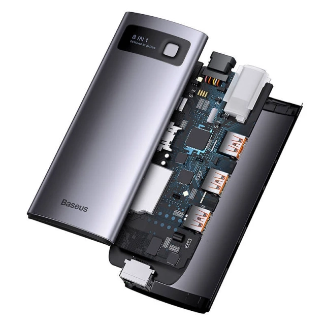 Концентратор 8w1 Baseus StarJoy Series, USB-C до HDMI 3 x USB 3.1 USB-C PD RJ45 microSD/SD