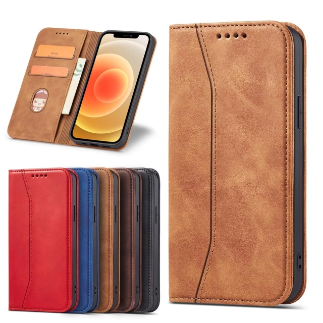 Magnet Fancy Case Чохол для iPhone 12 Pro Max Pouch Wallet Card Holder Коричневий