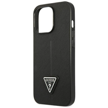 „Etui Guess GUHCP14LPSATLK do Apple iPhone 14 Pro 6,1\“ čierne/čierne pevné puzdro SaffianoTriangle Logo“