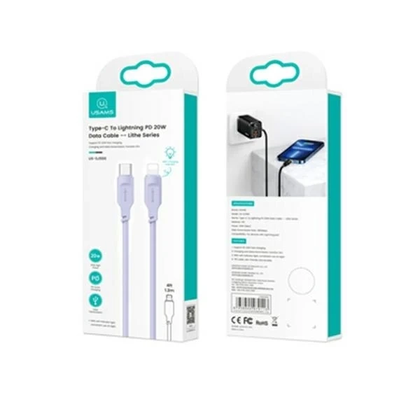 USMAS USB-C to Lightning PD Fast Charging Cable 1.2m purple