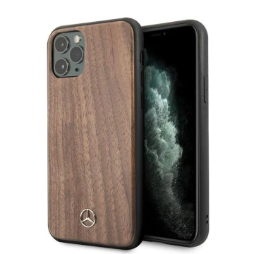 Ochranný obal Mercedes MEHCN58VWOLB pro Apple iPhone 11 Pro pevný obal hnědý/hnědý Wood Line Walnut