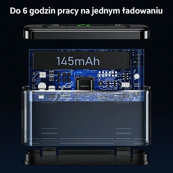 USAMS audio adaptér Bluetooth 5.0 - jack 3,5 mm szary/šedý SJ519JSQ01 (US-SJ519)