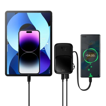 Powerbanka s rychlým nabíjením Baseus Qpow Digital Display 10000mAh 22,5W QC/PD/SCP/FCP s vestavěným USB-C kabelem černá