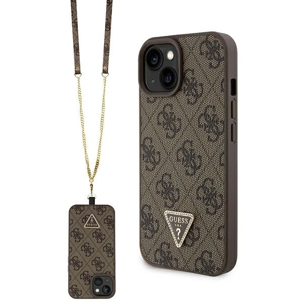 Etui Guess GUHCP15MP4TDSCPW na iPhone 15 Plus 6,7" pevné puzdro Crossbody 4G kovové logo hnedé/brązowy
