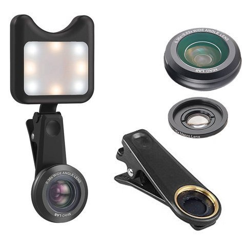 Apexel APL-3663FL 0,36X Weitwinkel 15X Makroobjektiv LED Lampe schwarz