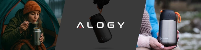 Обідній термос для дитячої їжі для супів 700 мл Alogy з нержавіючої сталі, складна ложка, термосірий