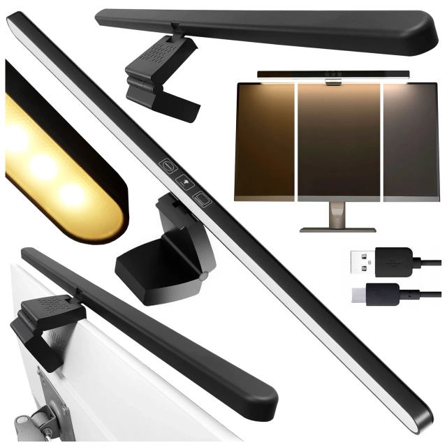 Lampka LED na Monitor komputer Biurko Alogy ProView™ Regulowana dotykowa na szerokie biurko Czarna