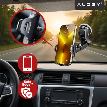 Alogy 3-in-1 car phone holder for the windshield for the dashboard grille Black