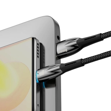 Rýchlonabíjací kábel Baseus Glimmer Series USB-A – USB-C 100 W 480 Mb/s 1 m čierny