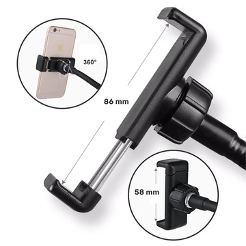 Фотографічний світлодіодний кільцевий ліхтар для селфі. Тримач телефону Alogy Чорний