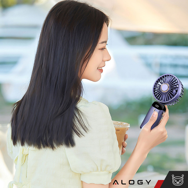 Fan Fan Handheld Fan Wireless Alogy Desktop Portable Handheld with Phone Holder USB-C Navy Blue