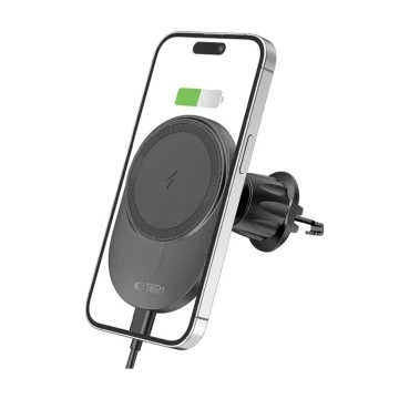 Magnetický indukčný držiak do auta MM15W-V1 Magnetický MagSafe Vent držiak do auta bezdrôtová nabíjačka 15W na mriežku čierna