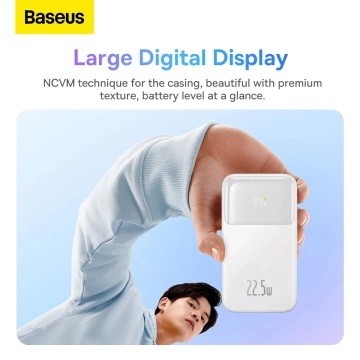 Baseus Comet Series Powerbank with Display 20000mAh 22.5W - White USB-A / USB-C Cable