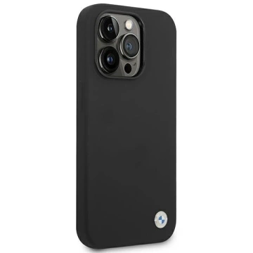 Etui BMW BMHCP14XSILBK pre iPhone 14 Pro Max 6,7" silikónové kovové logo