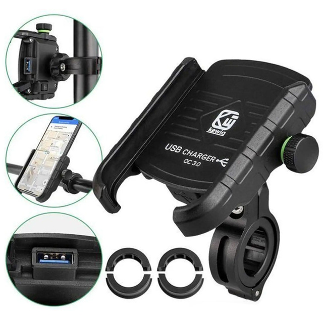 Kewig KWG-M8 motorcycle phone holder with QC 3.0 charger