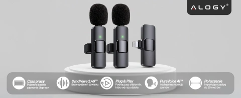 2x Alogy Lightning Wireless Lavalier Microphone for Apple iPhone iPad Small Microphones Two-Microphone Set