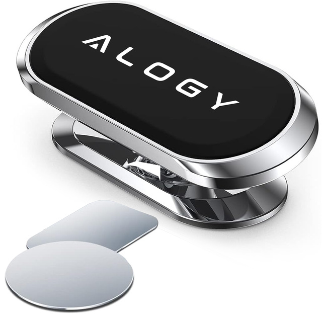 Uchwyt magnetyczny samochodowy do telefonu – uniwersalny, na kokpit i deskę rozdzielczą, stabilny i mocny – Alogy SilverMount™ Srebrny