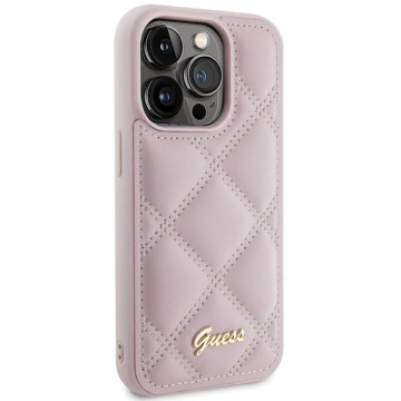 Etui Guess GUHCP15XPSQSQSP pre iPhone 15 Pro Max 6,7" ružové/ružové pevné puzdro prešívané kovové logo
