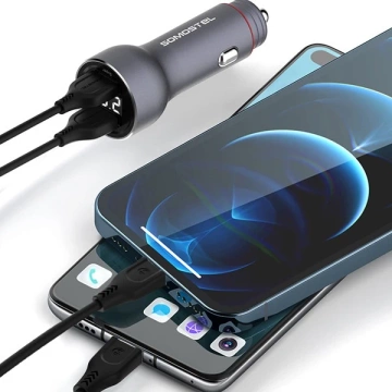 Somostel SMS-A89 Quick Charge QC 3.0 30W nabíjačka do auta hliníková 2X USB čierna