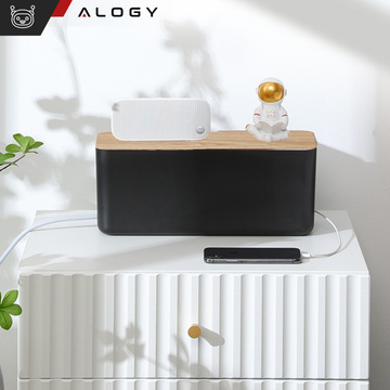 Organizer box for cables strips box M desk floor Alogy BOX wood Black